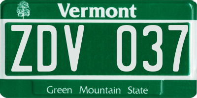 VT license plate ZDV037