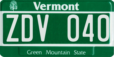 VT license plate ZDV040