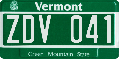 VT license plate ZDV041
