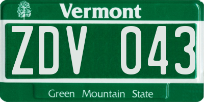 VT license plate ZDV043