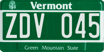 VT license plate ZDV045