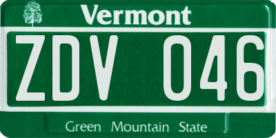 VT license plate ZDV046