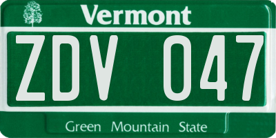 VT license plate ZDV047