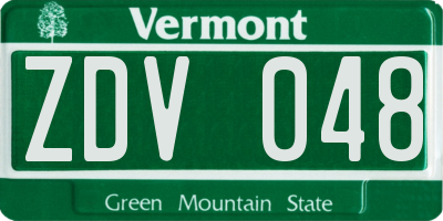 VT license plate ZDV048