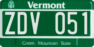 VT license plate ZDV051