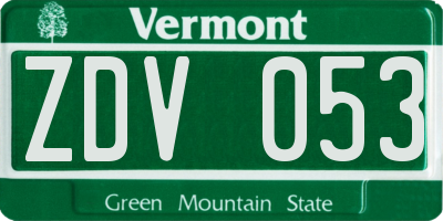 VT license plate ZDV053