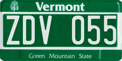 VT license plate ZDV055