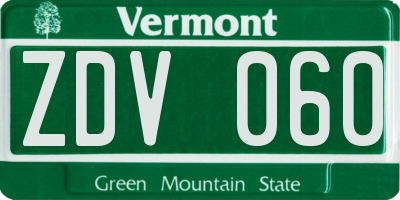 VT license plate ZDV060