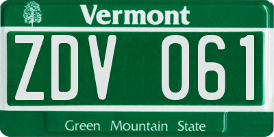 VT license plate ZDV061