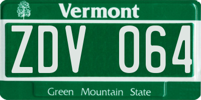 VT license plate ZDV064