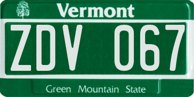 VT license plate ZDV067