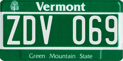 VT license plate ZDV069