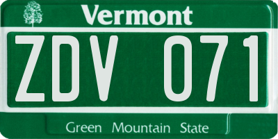 VT license plate ZDV071