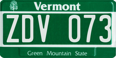 VT license plate ZDV073