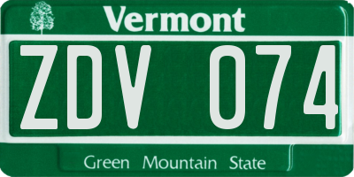 VT license plate ZDV074