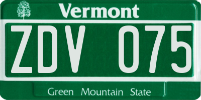 VT license plate ZDV075