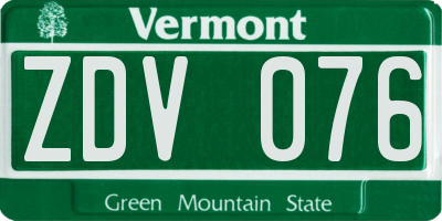 VT license plate ZDV076
