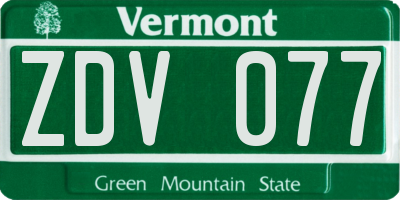 VT license plate ZDV077
