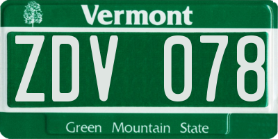 VT license plate ZDV078