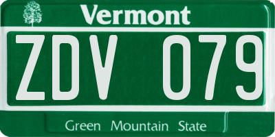 VT license plate ZDV079