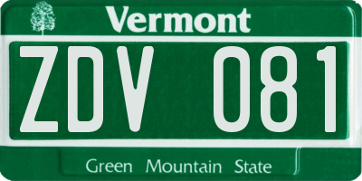 VT license plate ZDV081
