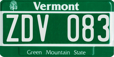 VT license plate ZDV083