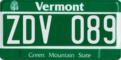 VT license plate ZDV089