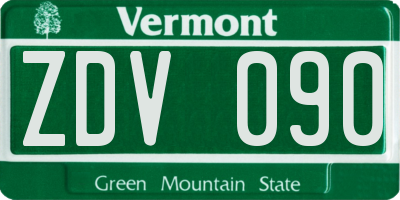 VT license plate ZDV090