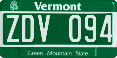 VT license plate ZDV094