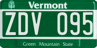 VT license plate ZDV095