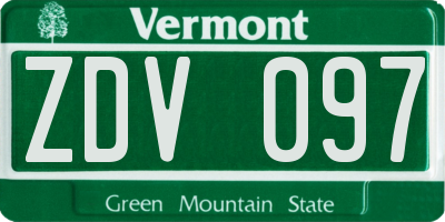 VT license plate ZDV097