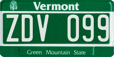 VT license plate ZDV099