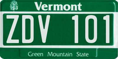 VT license plate ZDV101