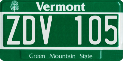 VT license plate ZDV105