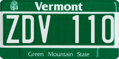 VT license plate ZDV110