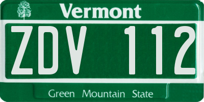 VT license plate ZDV112