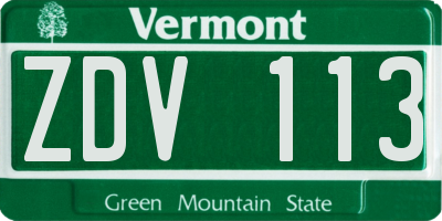 VT license plate ZDV113