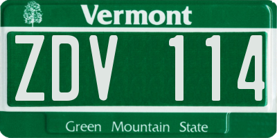 VT license plate ZDV114
