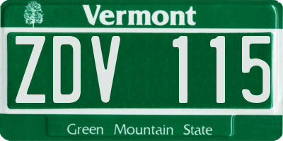 VT license plate ZDV115