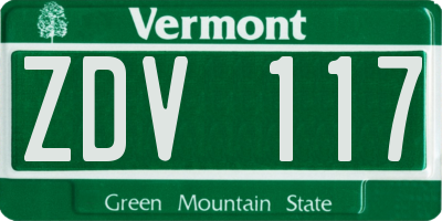 VT license plate ZDV117