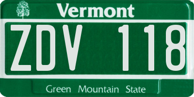 VT license plate ZDV118