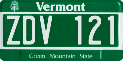 VT license plate ZDV121