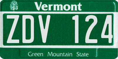 VT license plate ZDV124