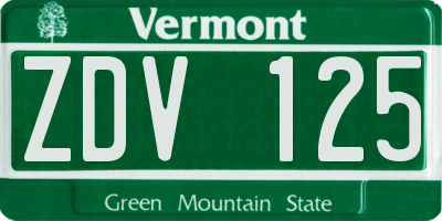 VT license plate ZDV125