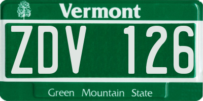 VT license plate ZDV126