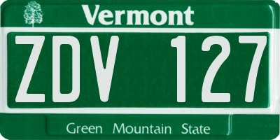 VT license plate ZDV127