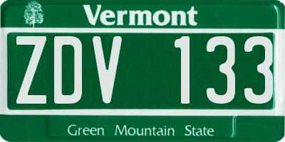 VT license plate ZDV133