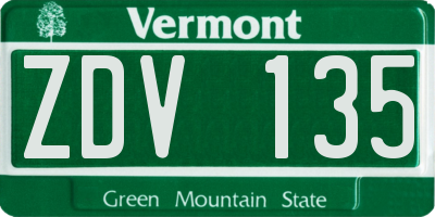 VT license plate ZDV135