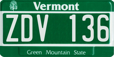 VT license plate ZDV136
