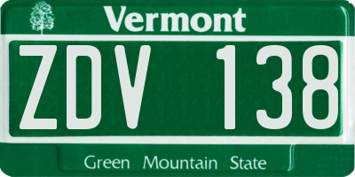 VT license plate ZDV138